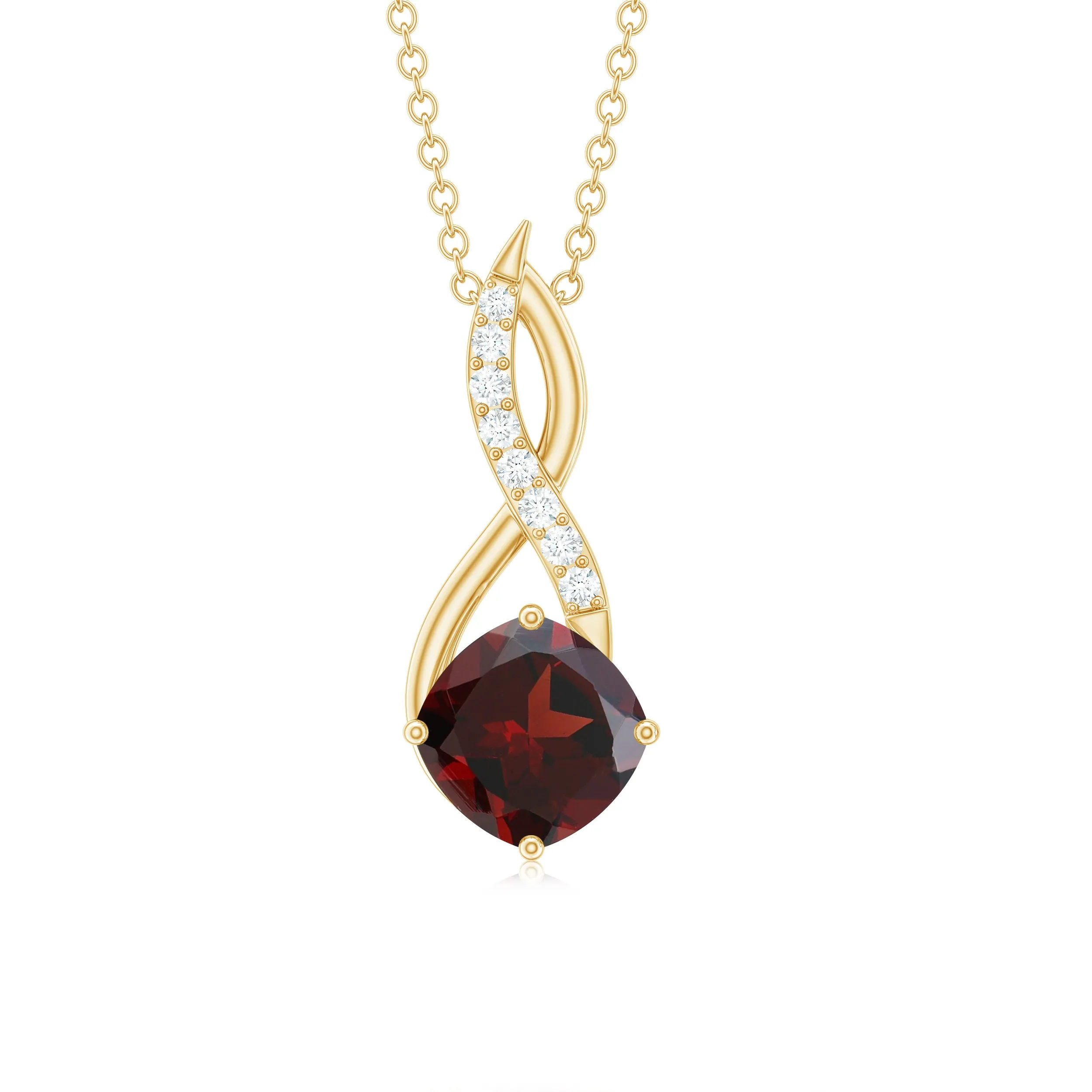 3.50 CT Garnet Solitaire Infinity Necklace with Diamond