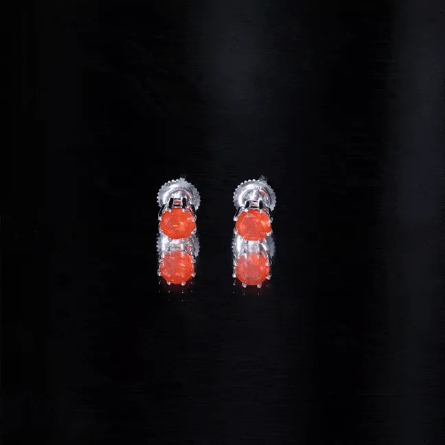4.5 MM Natural Fire Opal Solitaire Stud Earrings in 8 Claw Prong Setting