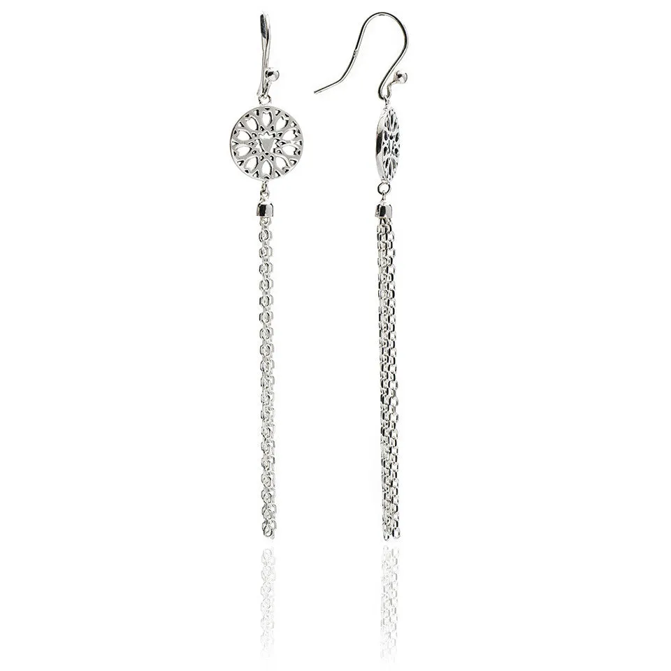 70% DISCOUNT Exotic Sparkling 925 Sterling Silver Jaguar Head Circular Tassel Earrings
