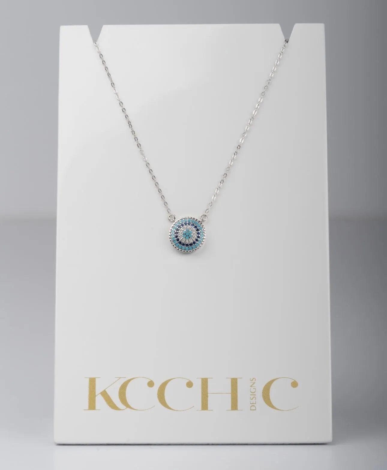 .925 Sterling Silver Eye Can't Even Crystal Necklace