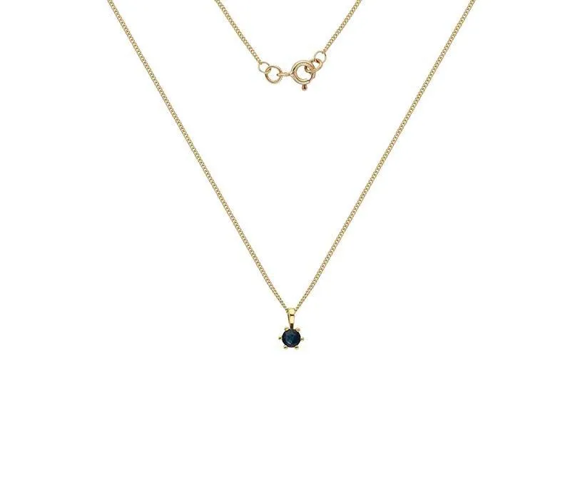 9ct Yellow Gold Sapphire Claw-set Pendant Necklace