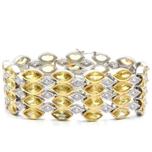Alamode Gold Rhodium Brass Bracelet with AAA Grade CZ in Topaz