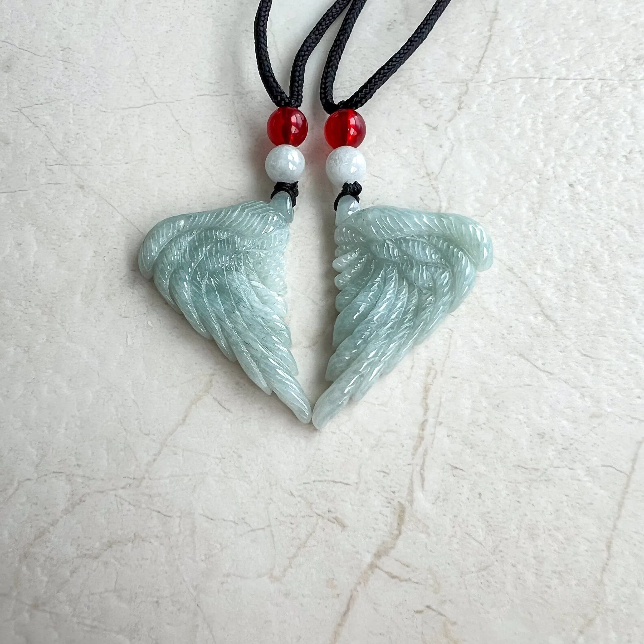 Angel Wings Jade Pendant, Grade A Jadeite Jade Pendant, WMC-0323-0000365