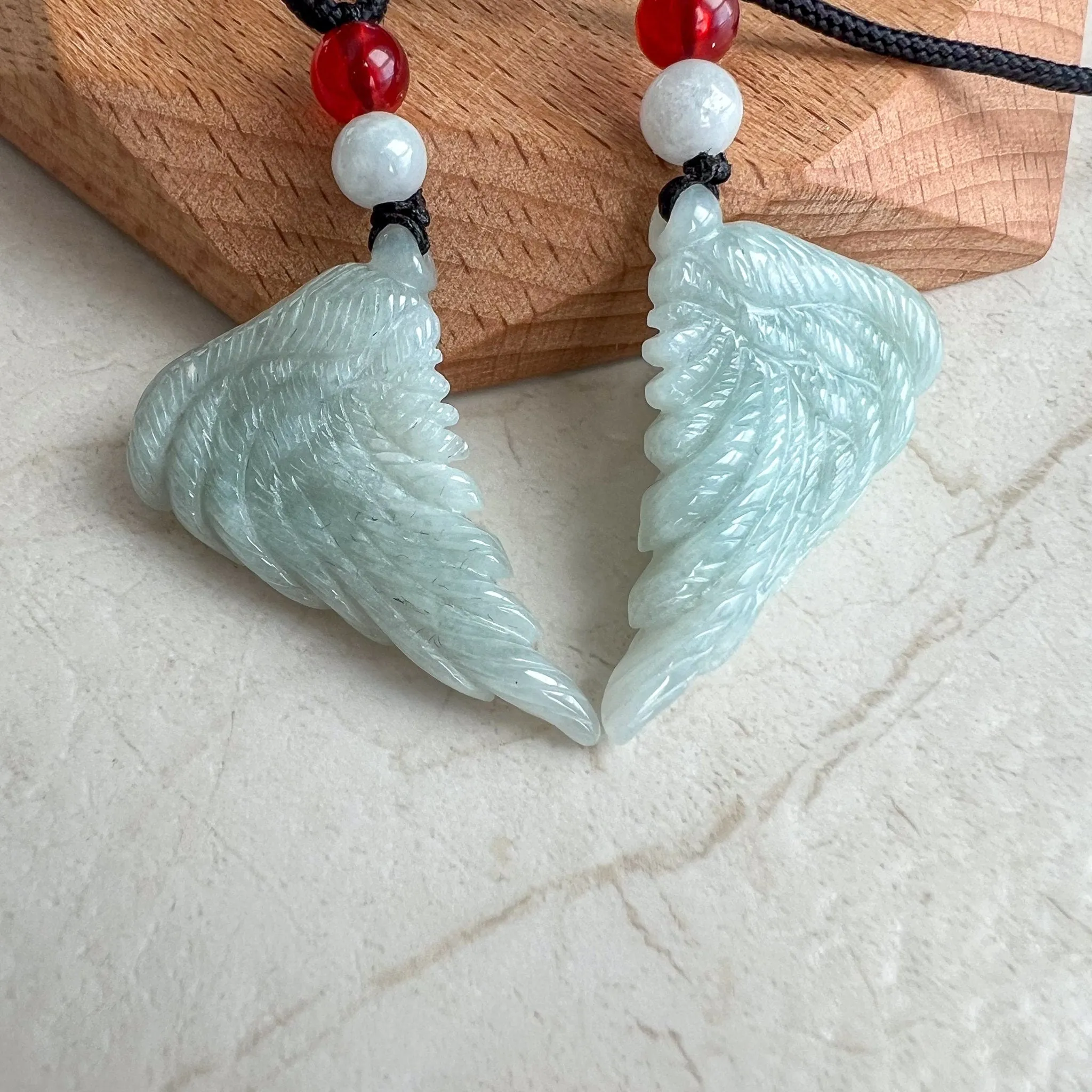 Angel Wings Jade Pendant, Grade A Jadeite Jade Pendant, WMC-0323-0000365