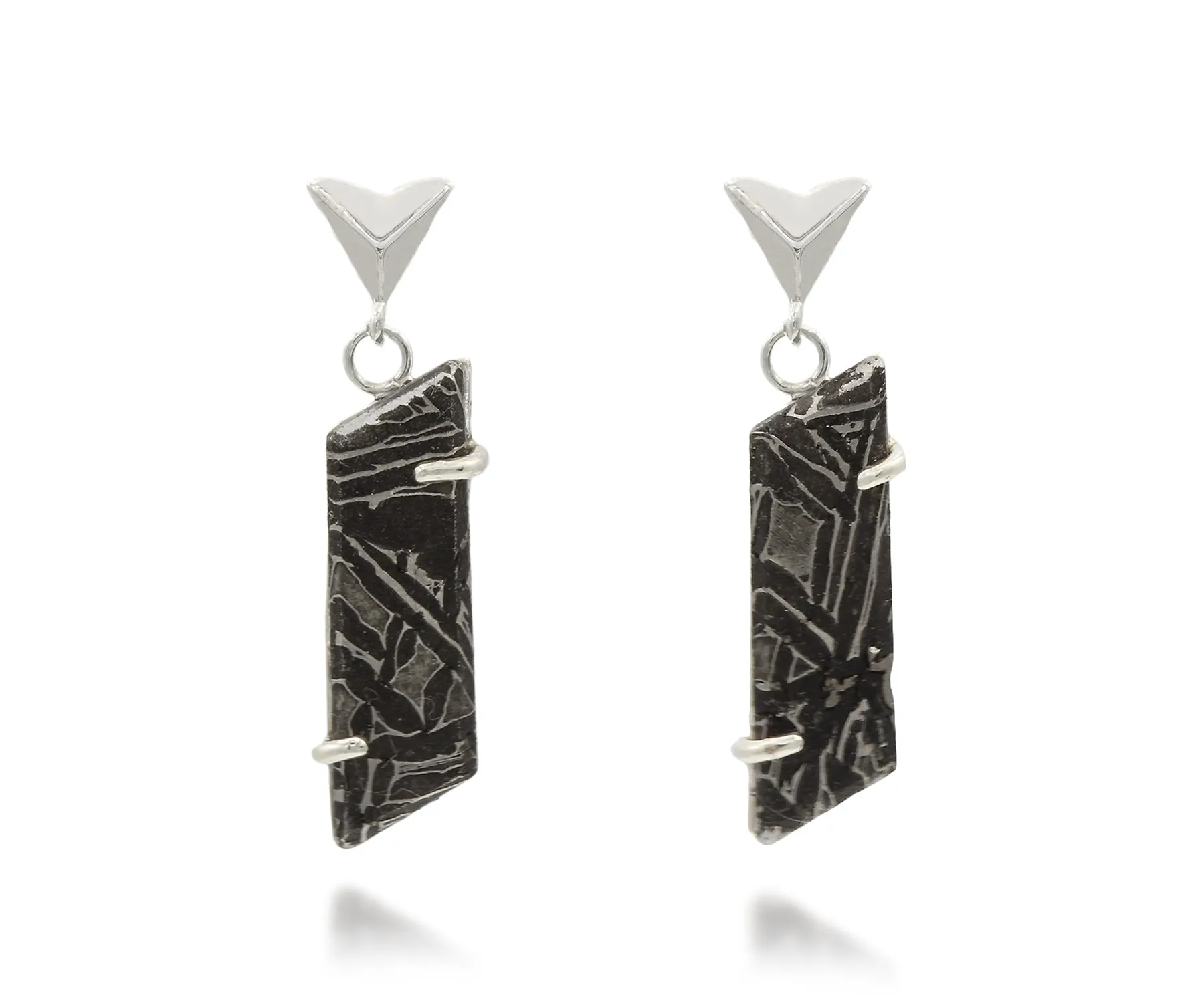 Angular Meteorite Necklace Matching Earrings