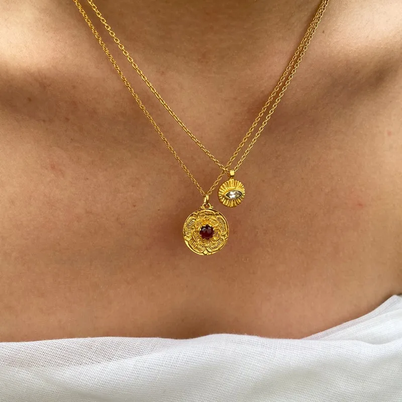 Antheia Necklace, Garnet, Gold