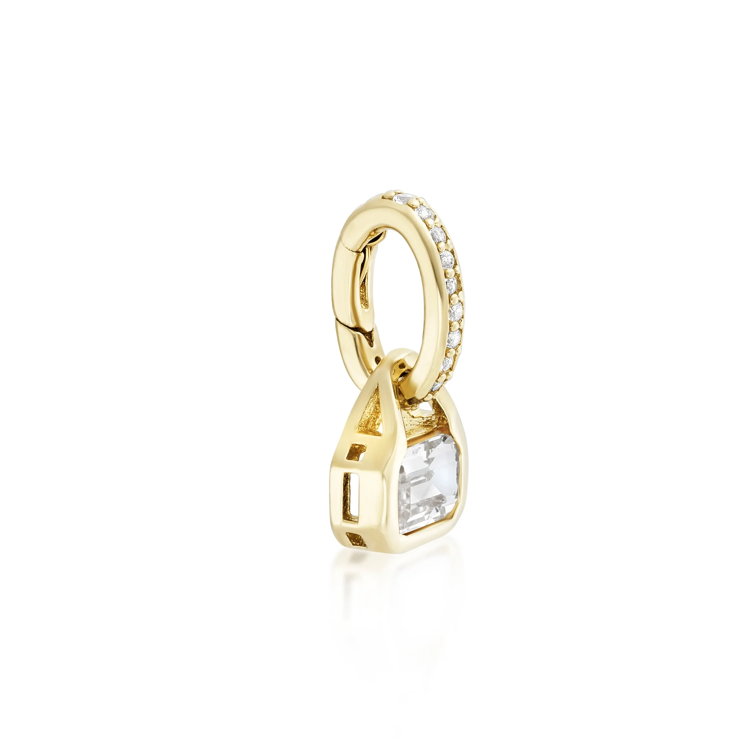 April: White Topaz Charm