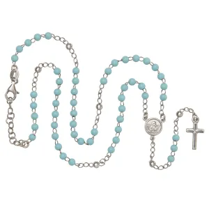 BABY BOY ROSARY NECKLACE - SILVER