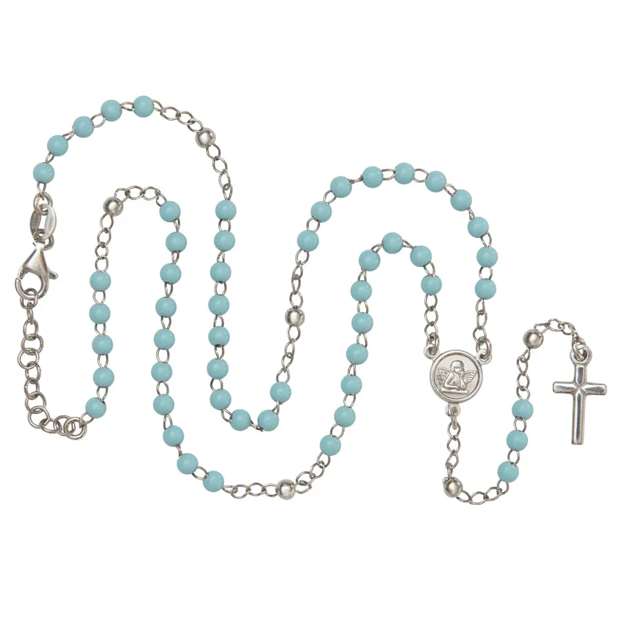 BABY BOY ROSARY NECKLACE - SILVER