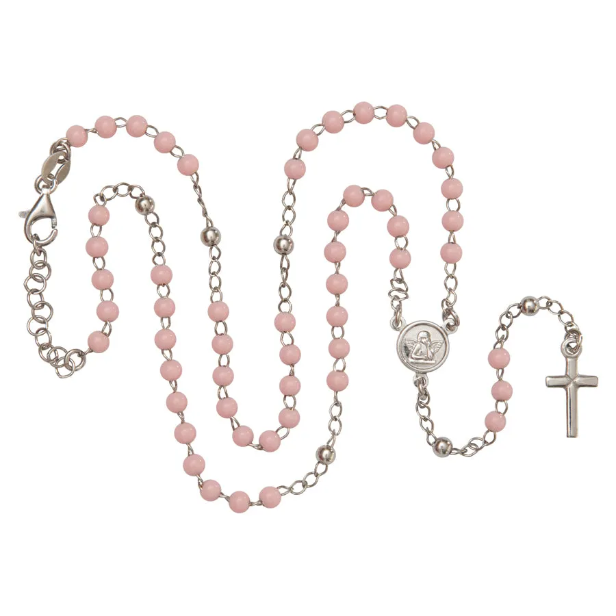 BABY GIRL ROSARY NECKLACE - SILVER