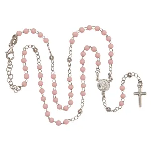 BABY GIRL ROSARY NECKLACE - SILVER