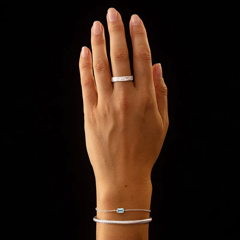 Baguette Mini Bracelet, Blue Topaz, Silver