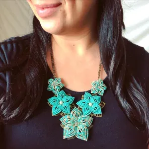 Beaded Five Flower Necklace