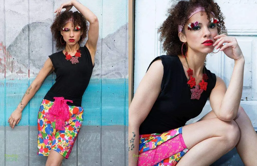Beaded Five Flower Necklace