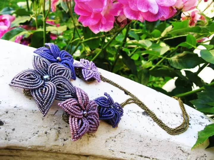 Beaded Five Flower Necklace