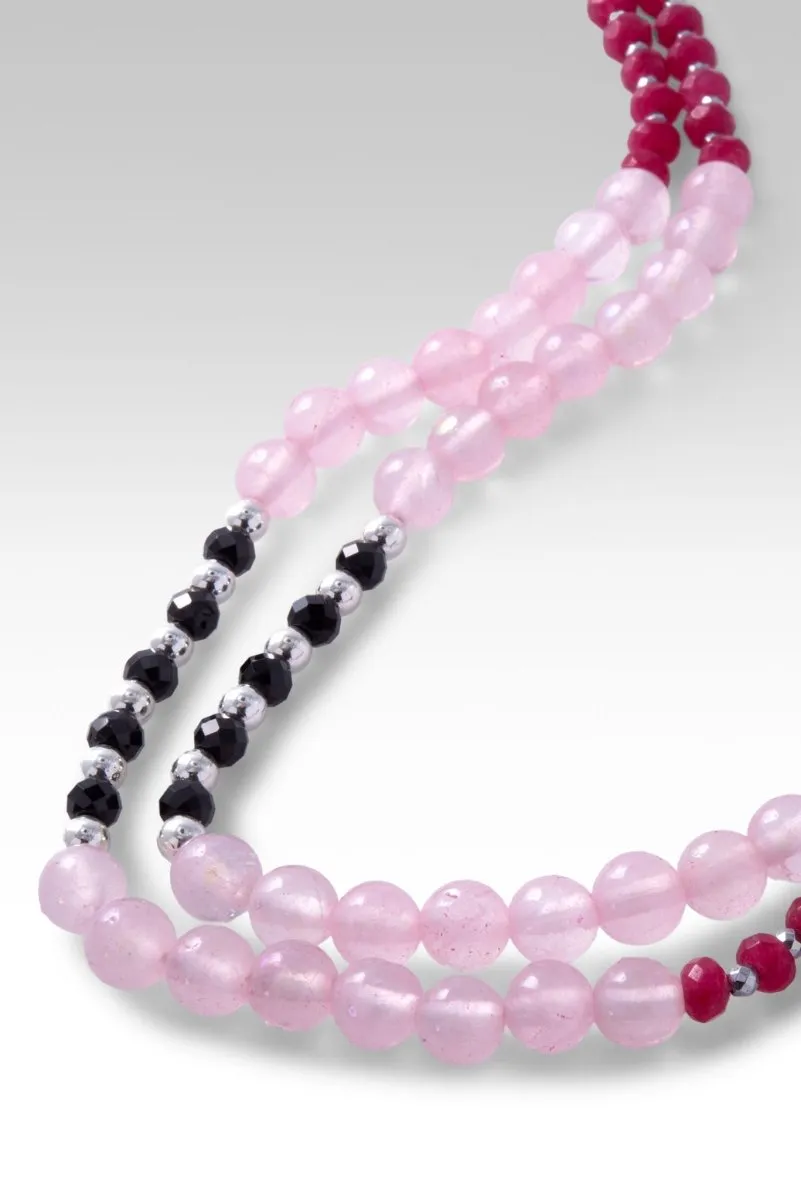 Beaded Mystic Coated Rose Quartz Necklace™ in Chainlink