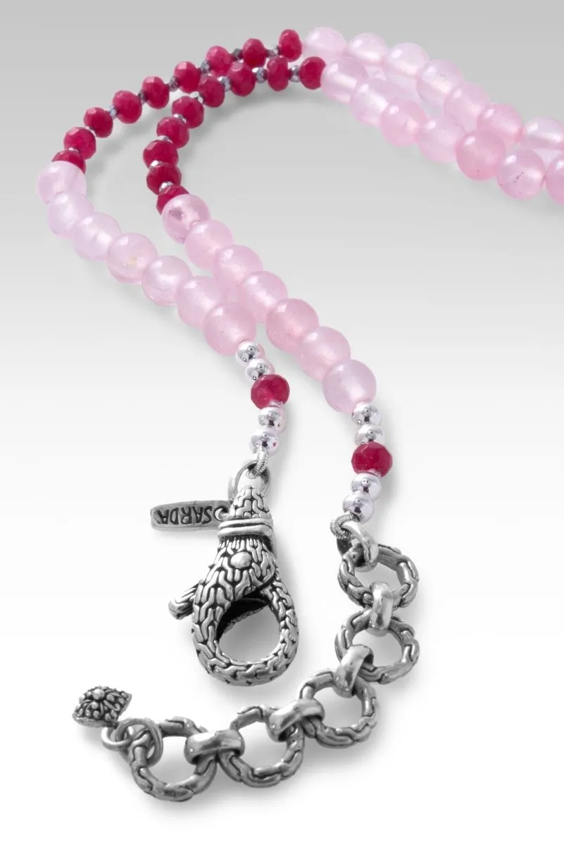 Beaded Mystic Coated Rose Quartz Necklace™ in Chainlink