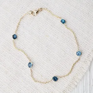 Blue Topaz 5 Station Bracelet