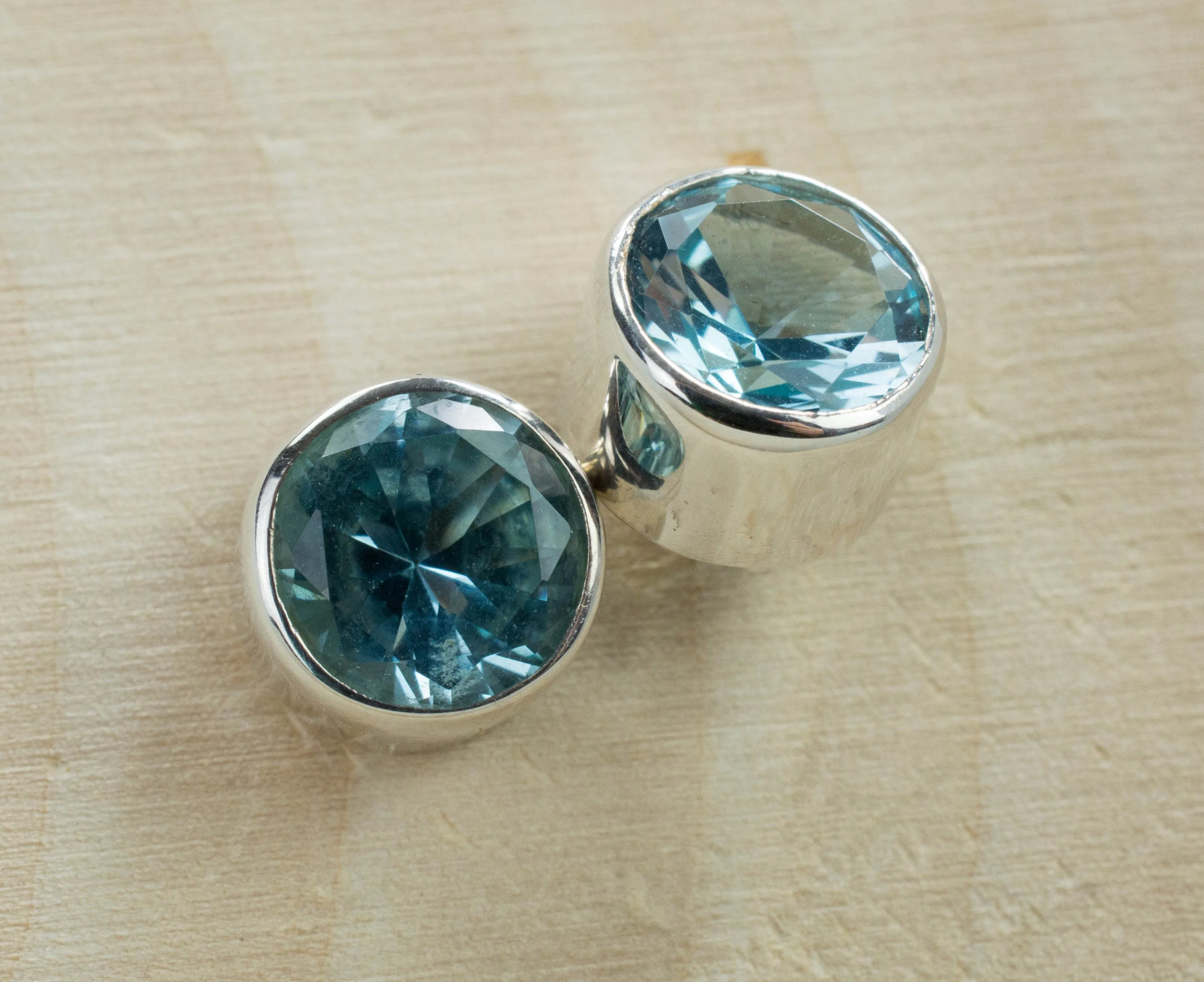 Blue Topaz Earrings; Genuine Brazil Topaz