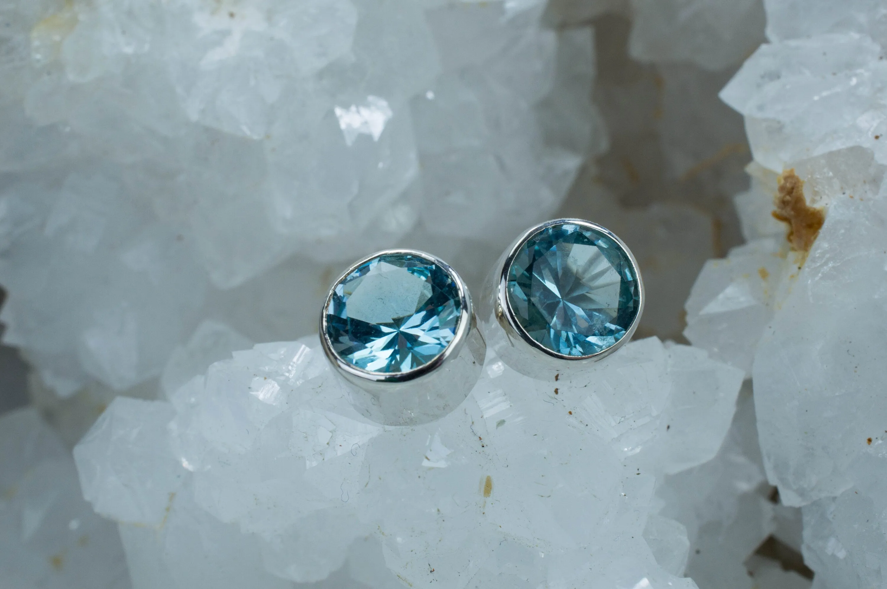 Blue Topaz Earrings; Genuine Brazil Topaz