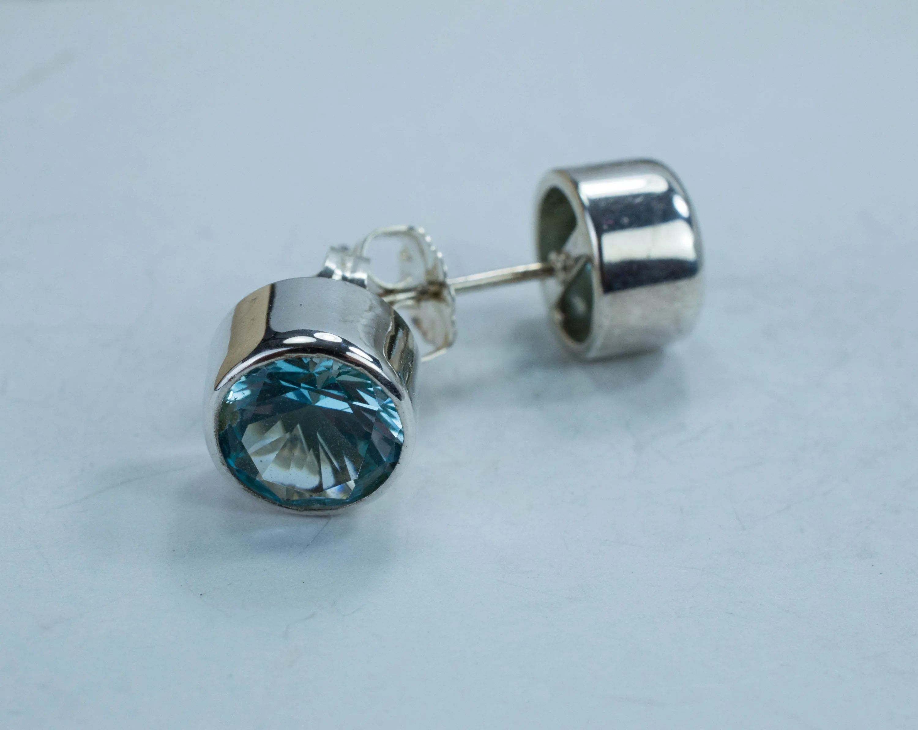 Blue Topaz Earrings; Genuine Brazil Topaz
