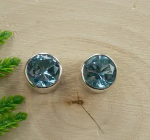Blue Topaz Earrings; Genuine Brazil Topaz