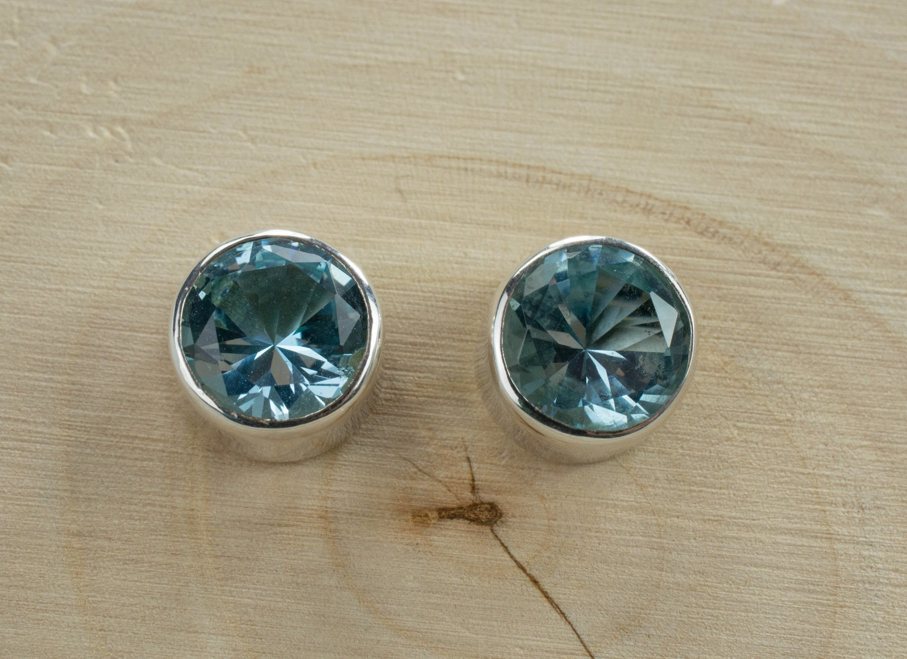 Blue Topaz Earrings; Genuine Brazil Topaz