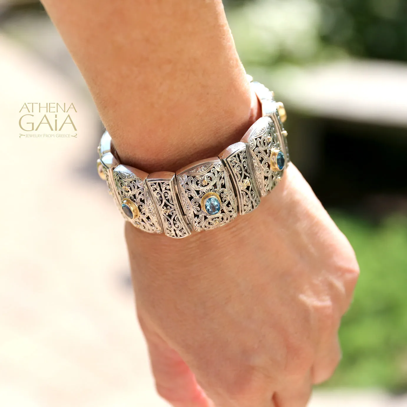 Blue Topaz Synergy Garden Shadows Cuff Bracelet
