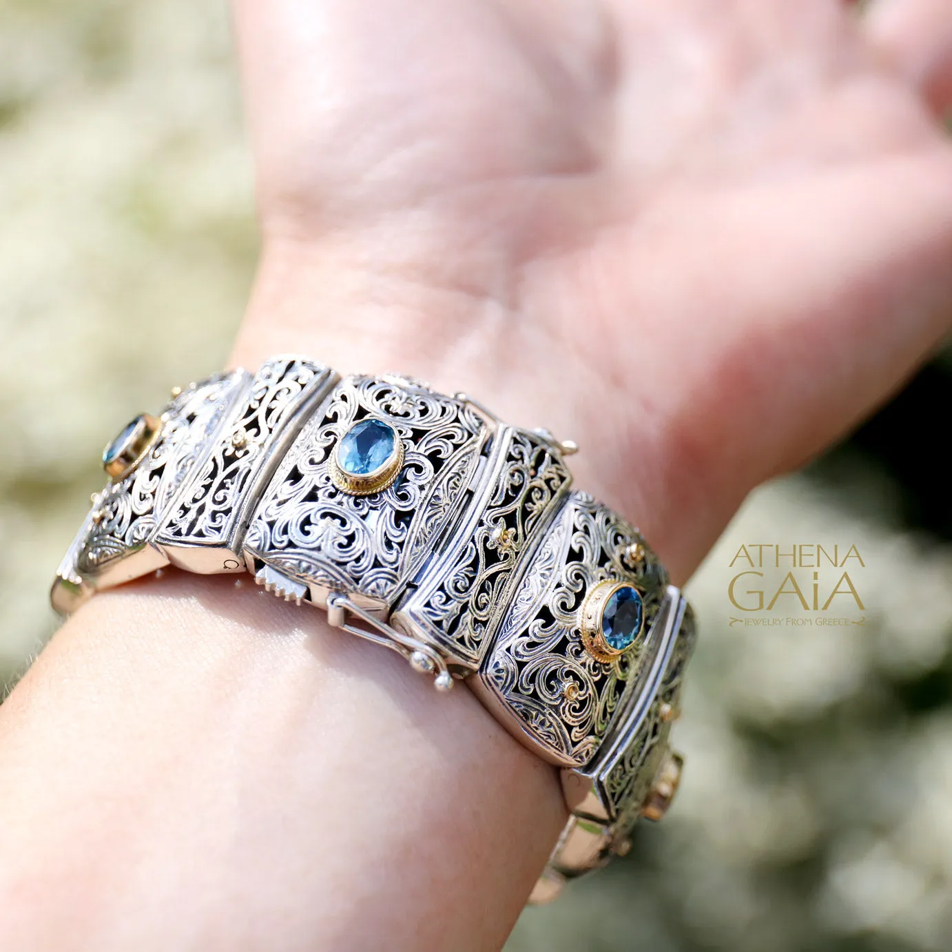 Blue Topaz Synergy Garden Shadows Cuff Bracelet