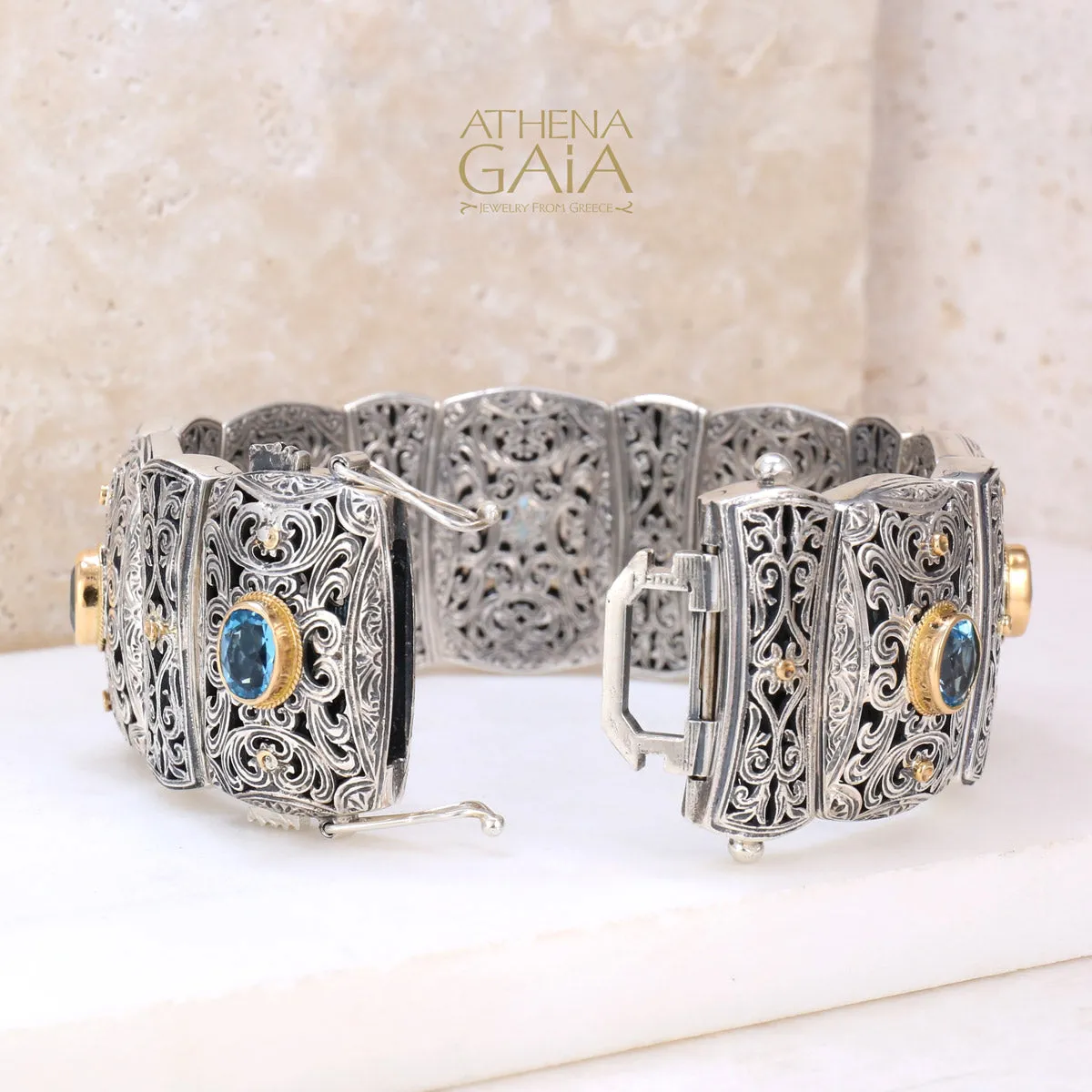 Blue Topaz Synergy Garden Shadows Cuff Bracelet