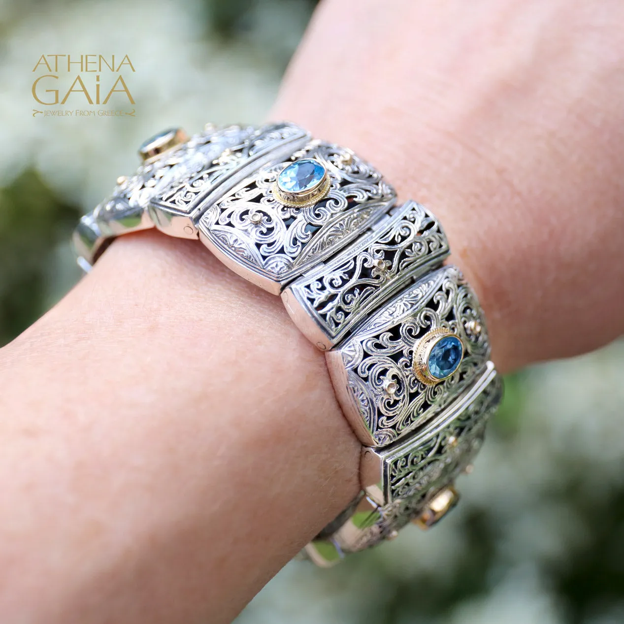 Blue Topaz Synergy Garden Shadows Cuff Bracelet