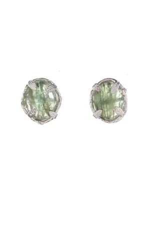 Botanical Nest Stud Earrings With Labradorite, Ruby Or Kyanite Gemstone