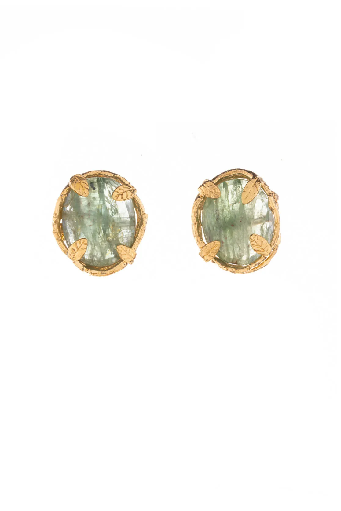 Botanical Nest Stud Earrings With Labradorite, Ruby Or Kyanite Gemstone