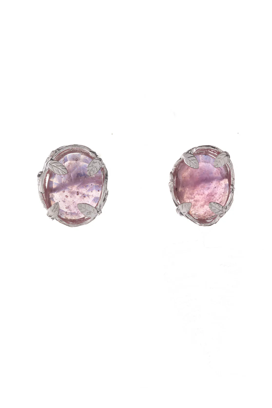 Botanical Nest Stud Earrings With Labradorite, Ruby Or Kyanite Gemstone