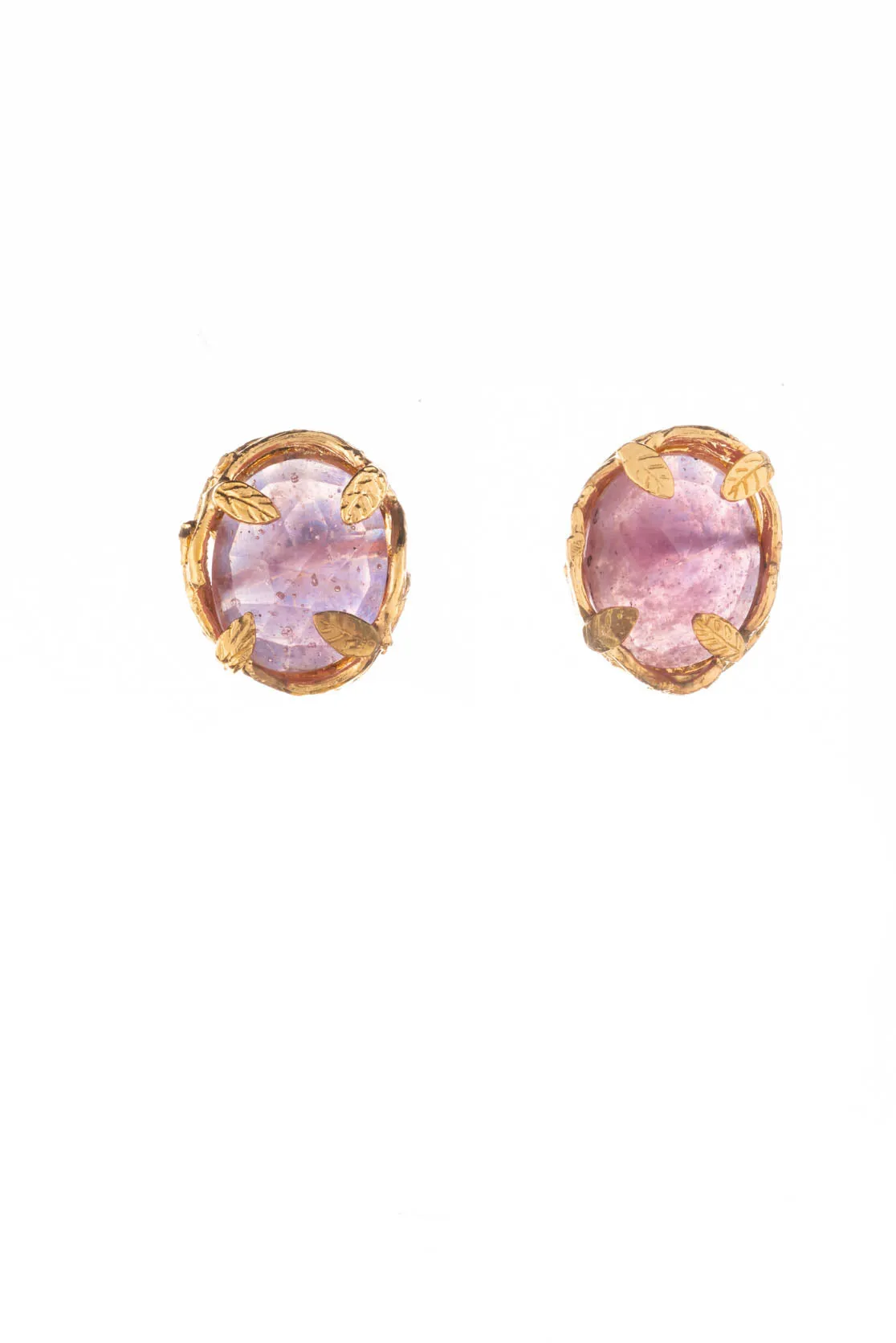 Botanical Nest Stud Earrings With Labradorite, Ruby Or Kyanite Gemstone