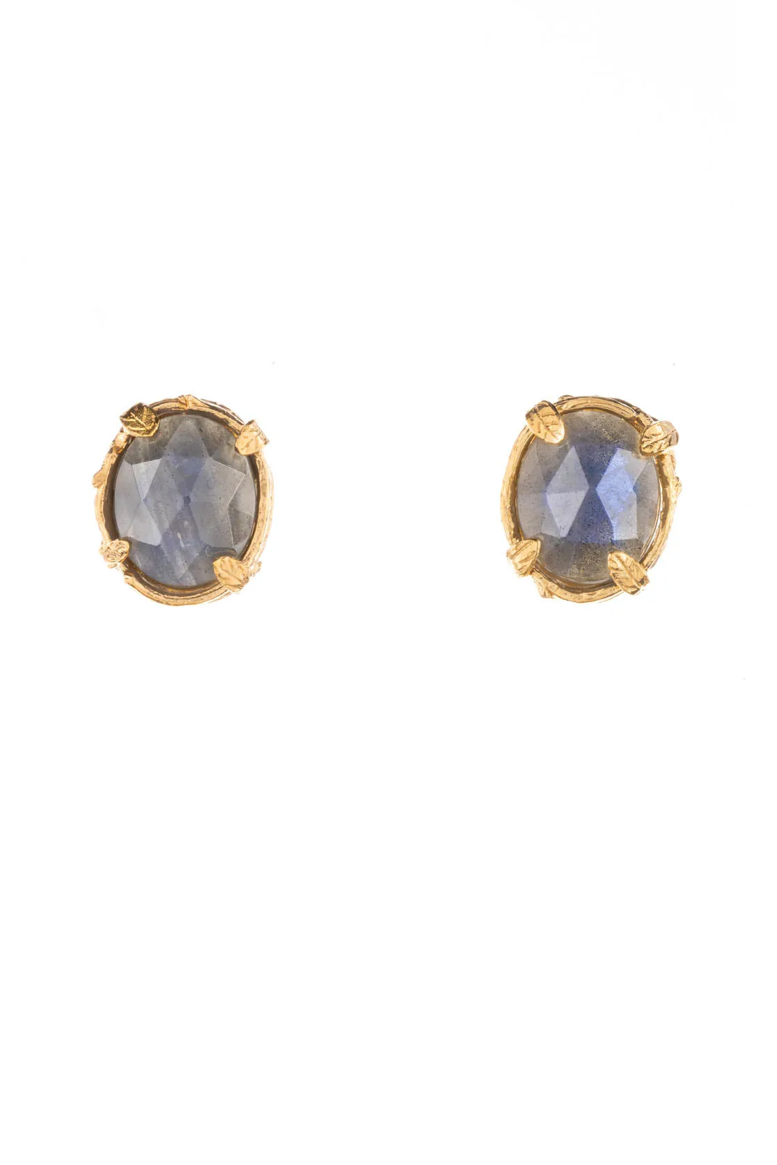 Botanical Nest Stud Earrings With Labradorite, Ruby Or Kyanite Gemstone