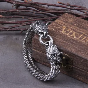 Bracelet Loup Viking en Acier Inoxydable