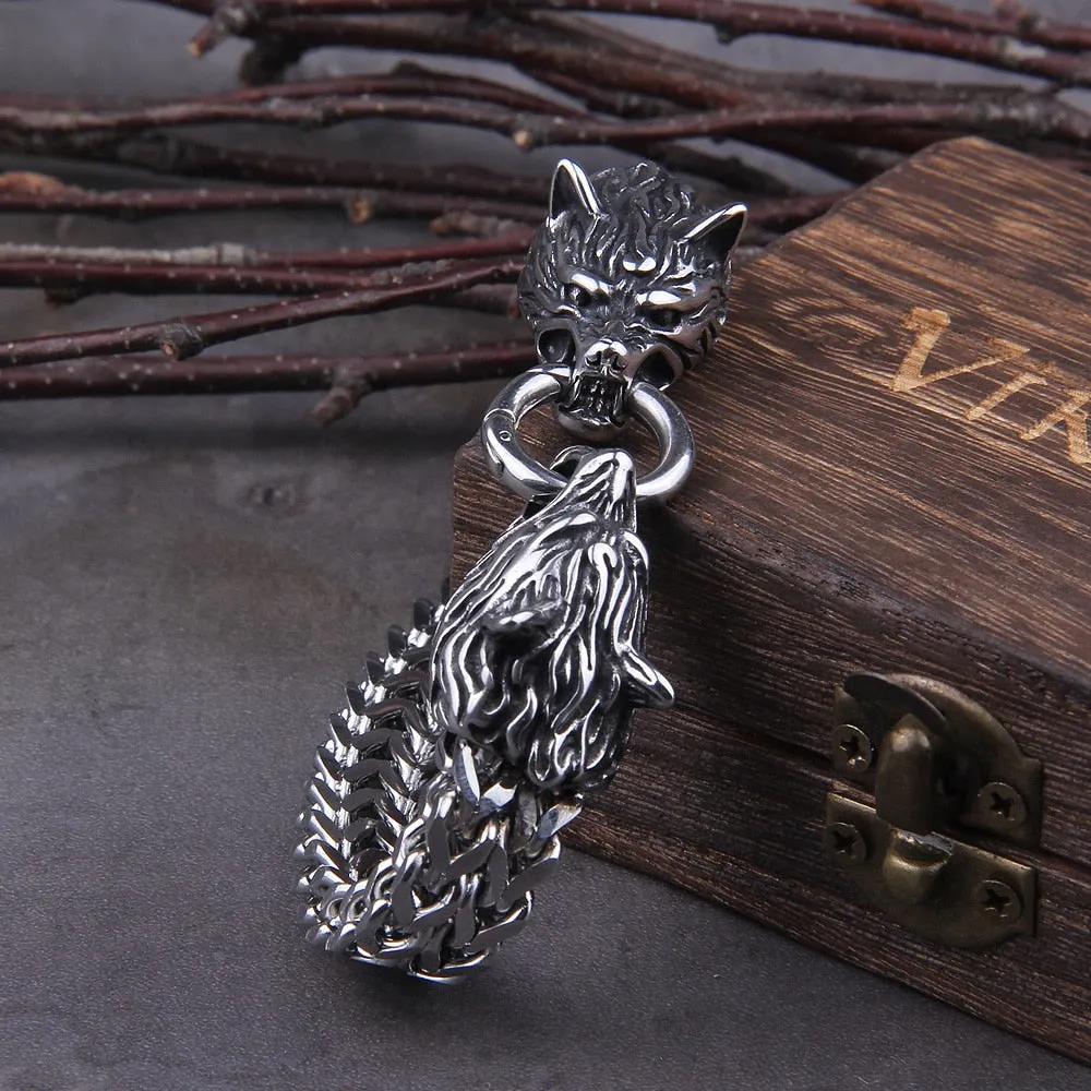 Bracelet Loup Viking en Acier Inoxydable