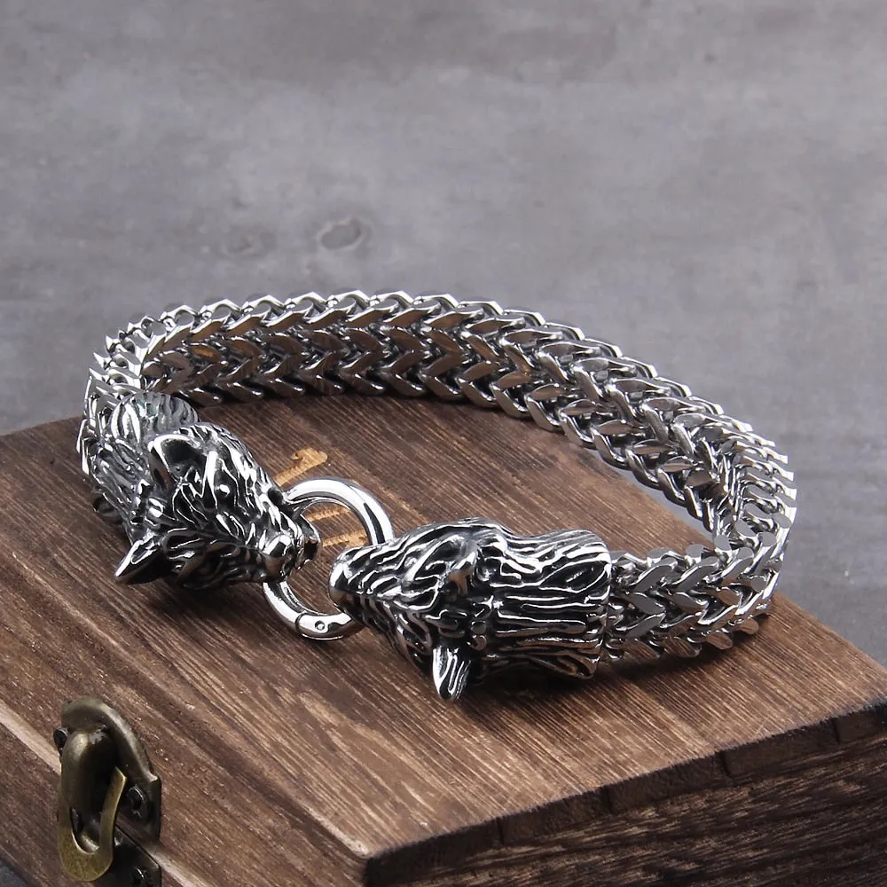 Bracelet Loup Viking en Acier Inoxydable