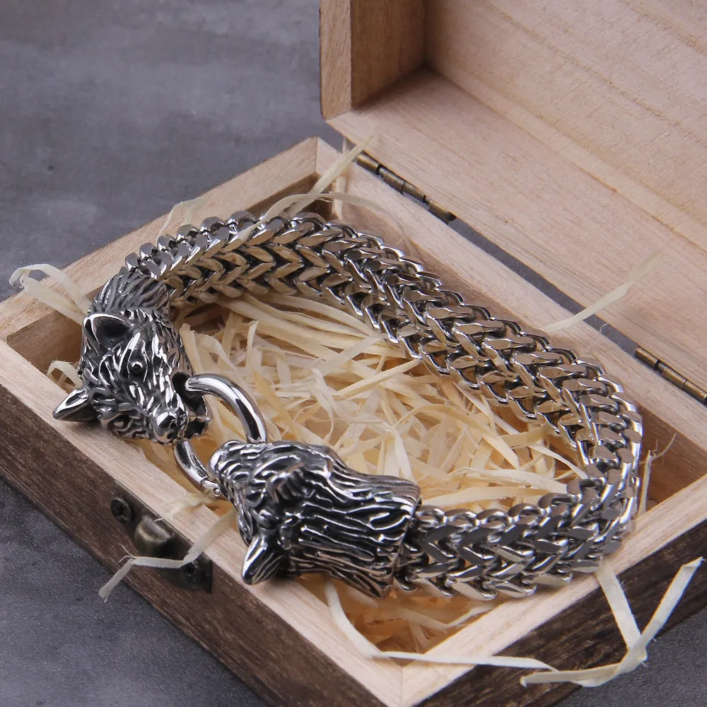 Bracelet Loup Viking en Acier Inoxydable