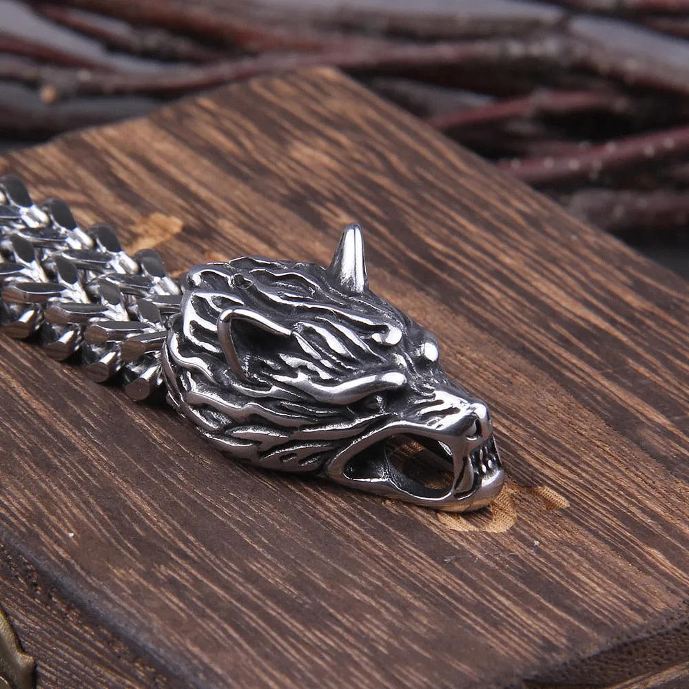 Bracelet Loup Viking en Acier Inoxydable