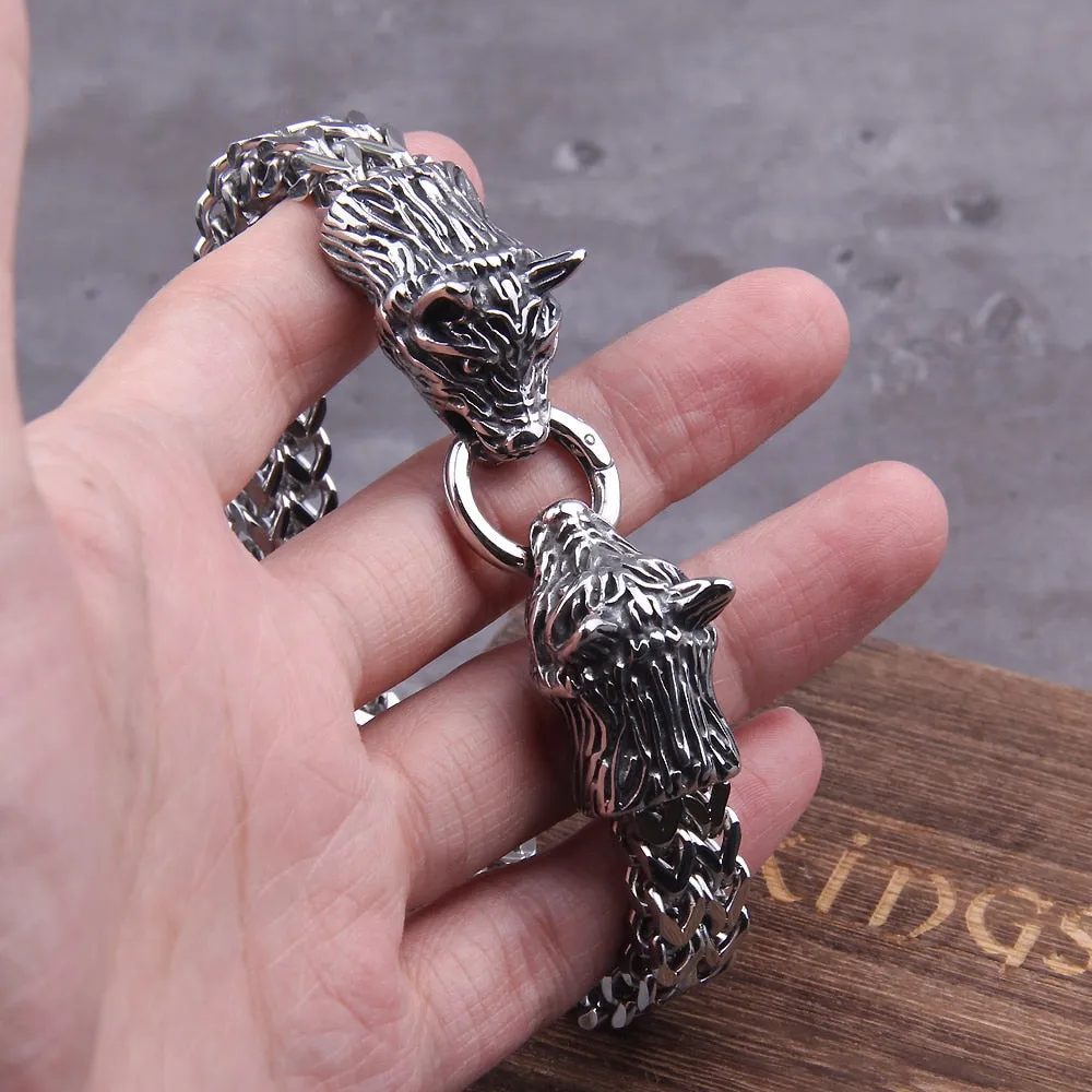 Bracelet Loup Viking en Acier Inoxydable