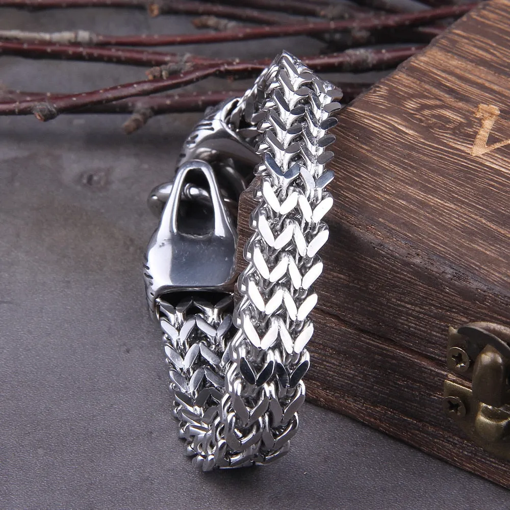 Bracelet Loup Viking en Acier Inoxydable