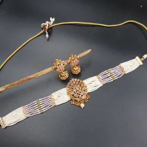 Choker Gold Look Necklace Set 3569-28