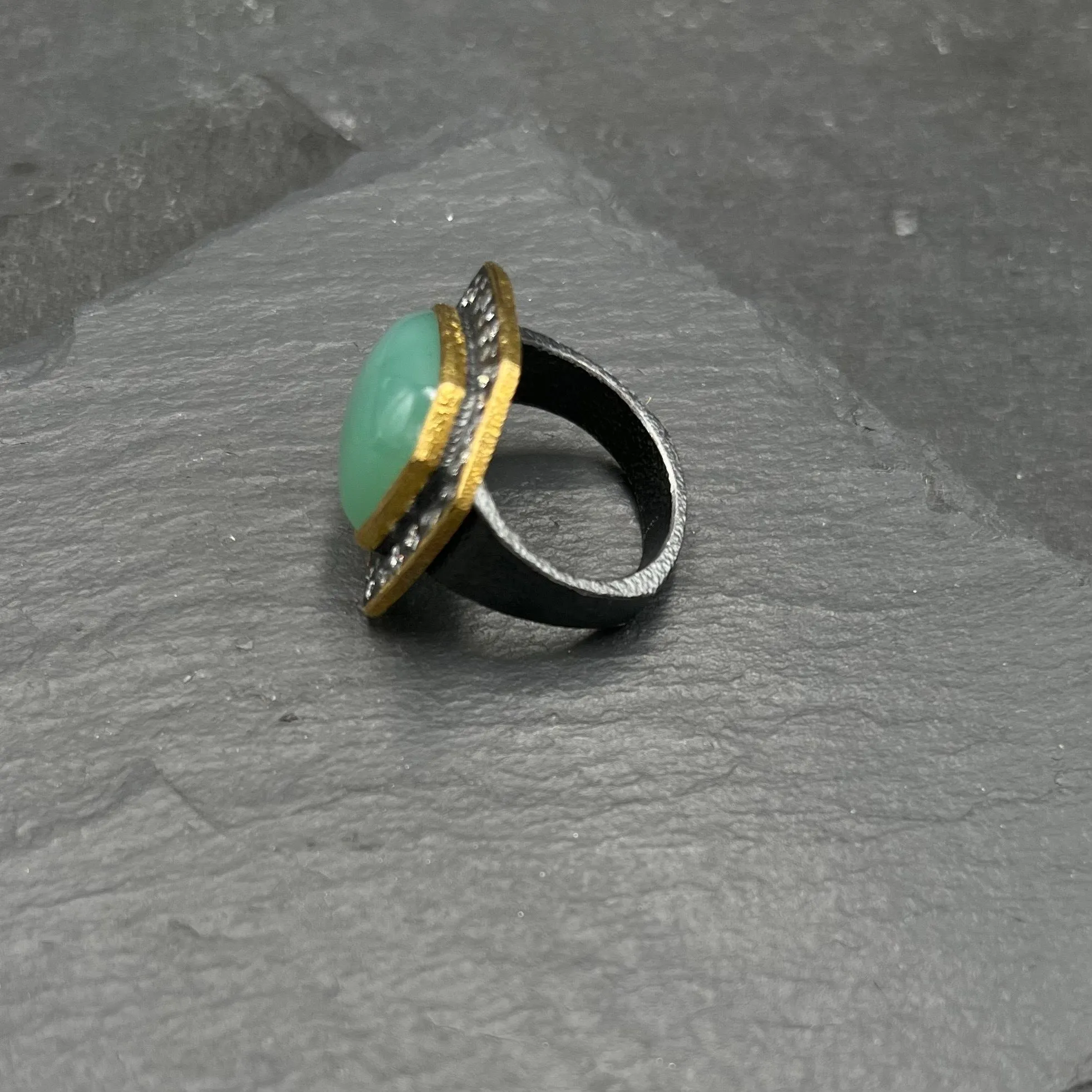 Chrysoprase and Diamond Cocktail Ring