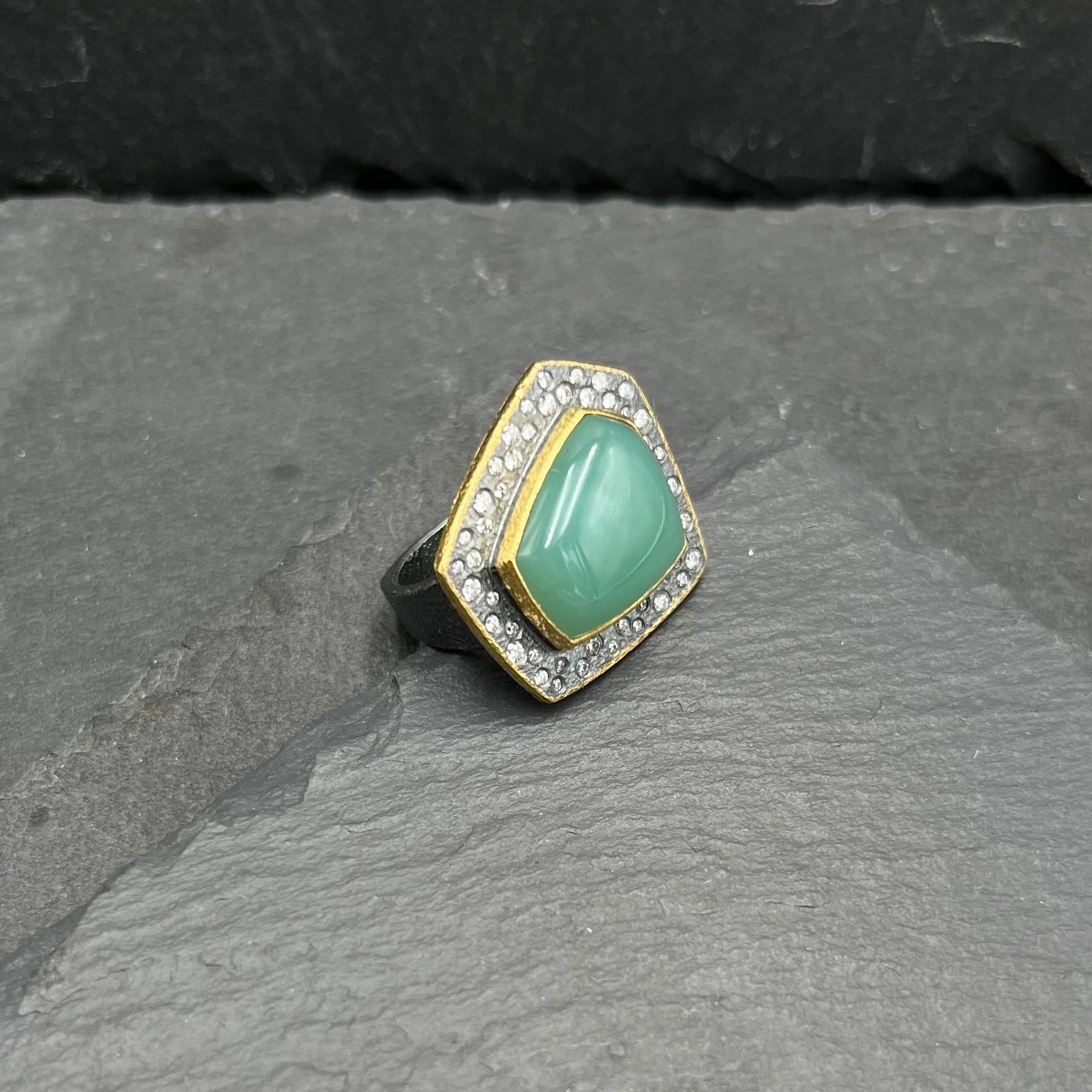 Chrysoprase and Diamond Cocktail Ring
