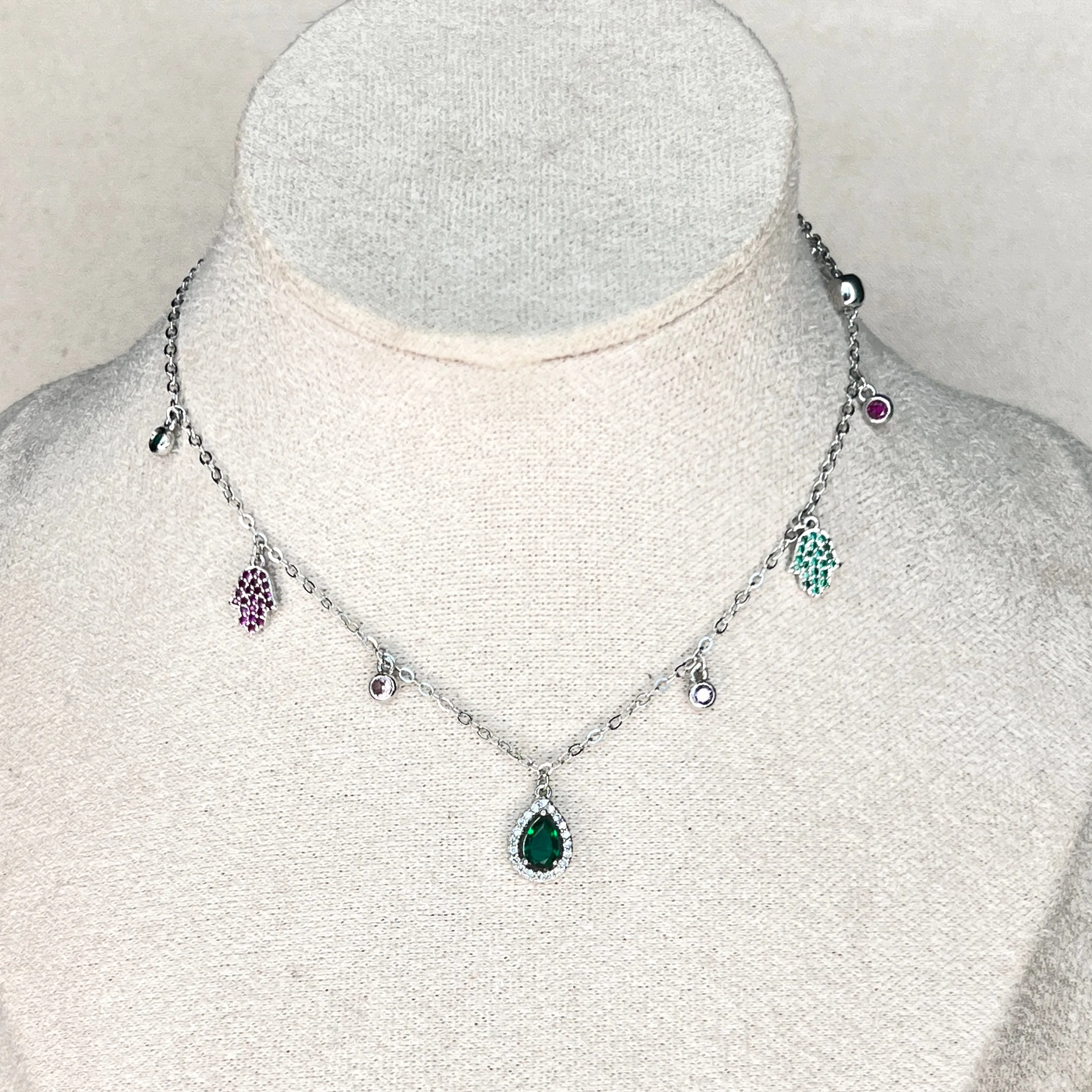 Cosmic Gleam Emerald Charm Choker