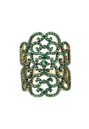 Countess Filigree Cocktail Ring Emerald Green Gold