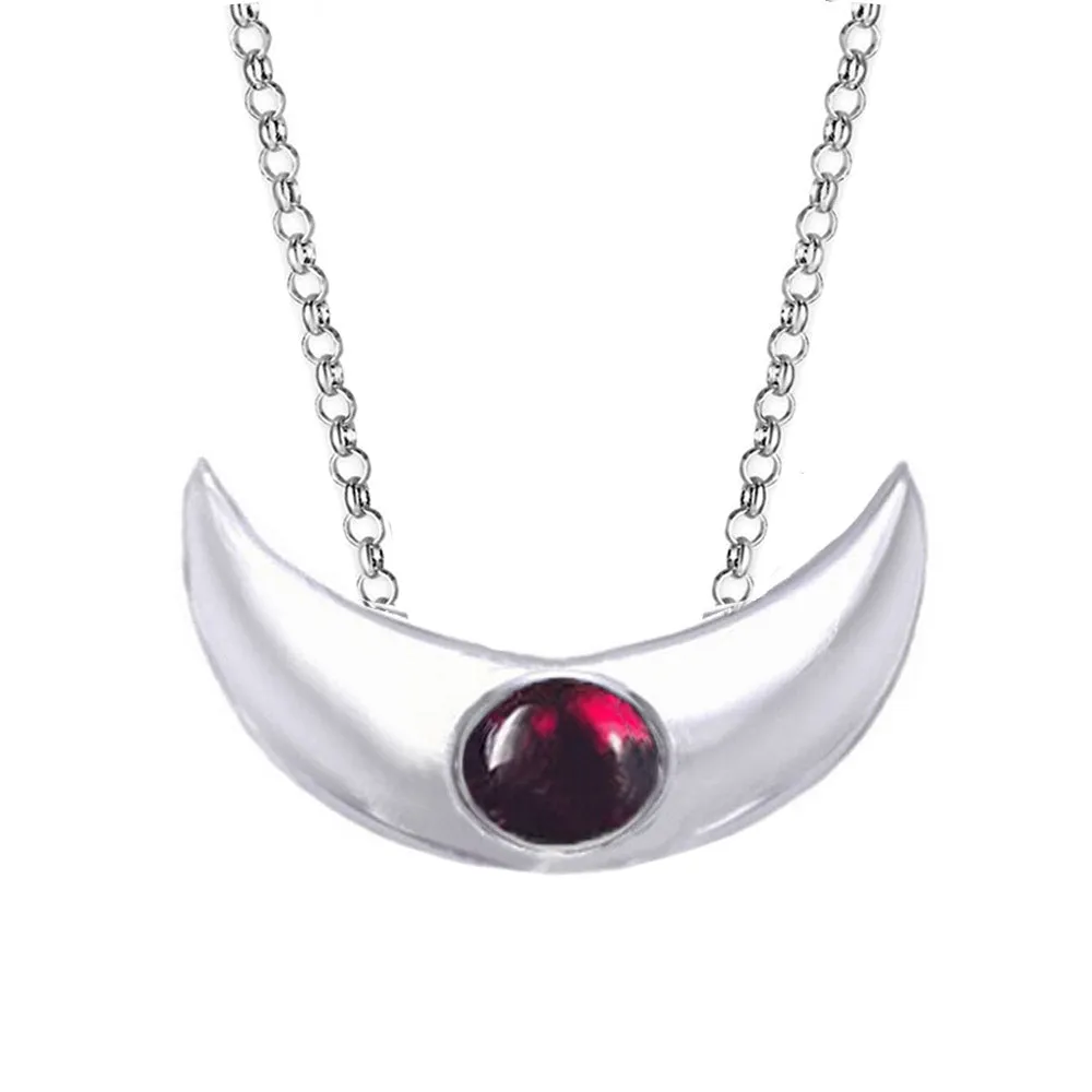 Crescent Moon Necklace Red Garnet, Blood Red Moon