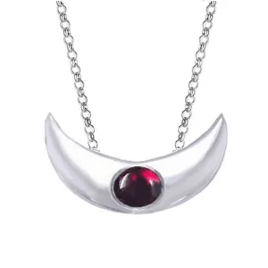 Crescent Moon Necklace Red Garnet, Blood Red Moon